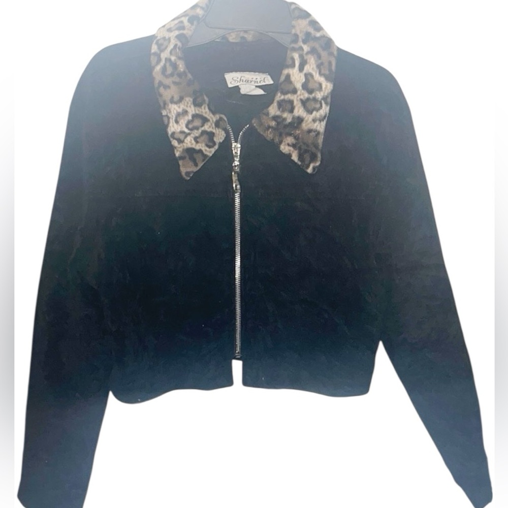 Black suede Jacket with Zipper Front